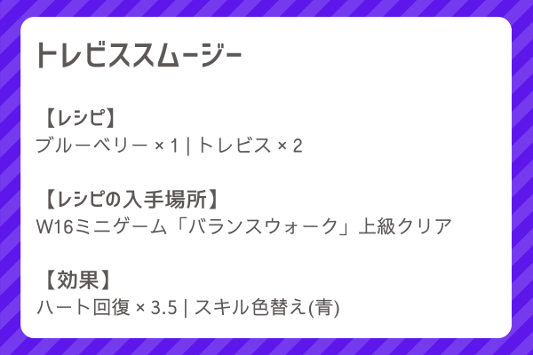 【トレビススムージー】レシピ・レシピ入手・素材入手・効果