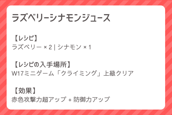 【ラズベリーシナモンジュース】レシピ・レシピ入手・素材入手・効果