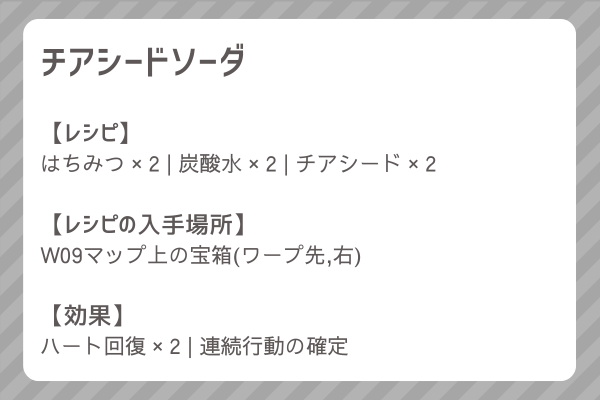 【チアシードソーダ】レシピ・レシピ入手・素材入手・効果