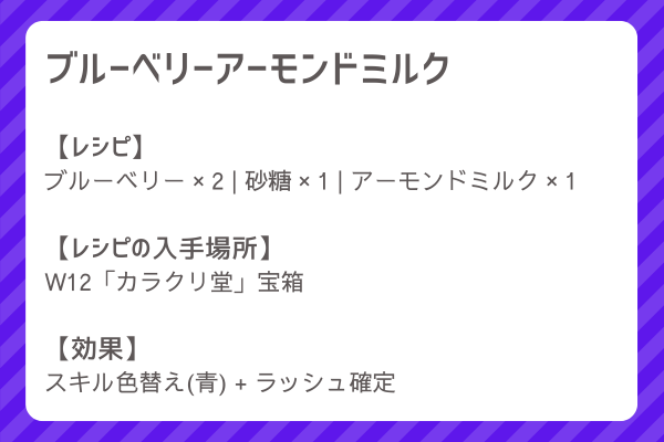 【ブルーベリーアーモンドミルク】レシピ・レシピ入手・素材入手・効果